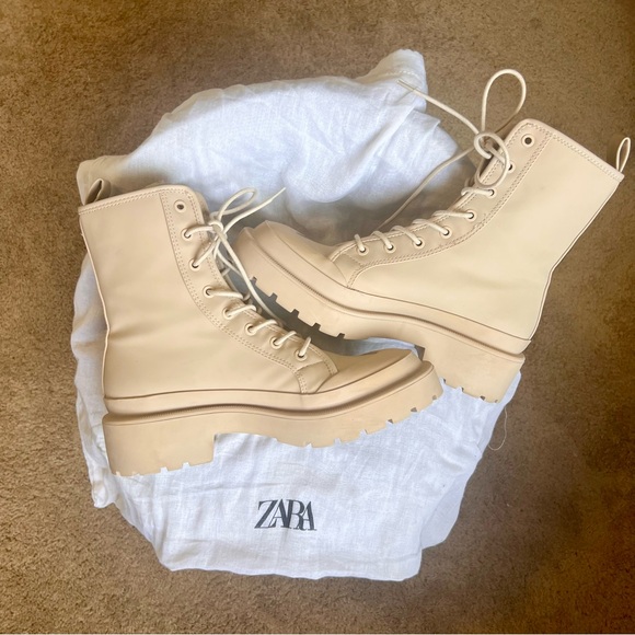Zara Shoes - Beige Combat Boots